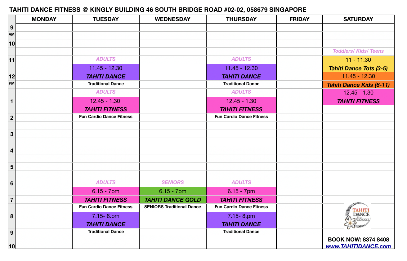 TAHITI DANCE FITNESS LIVESTREAM SCHEDULE Tahiti Dance Fitness