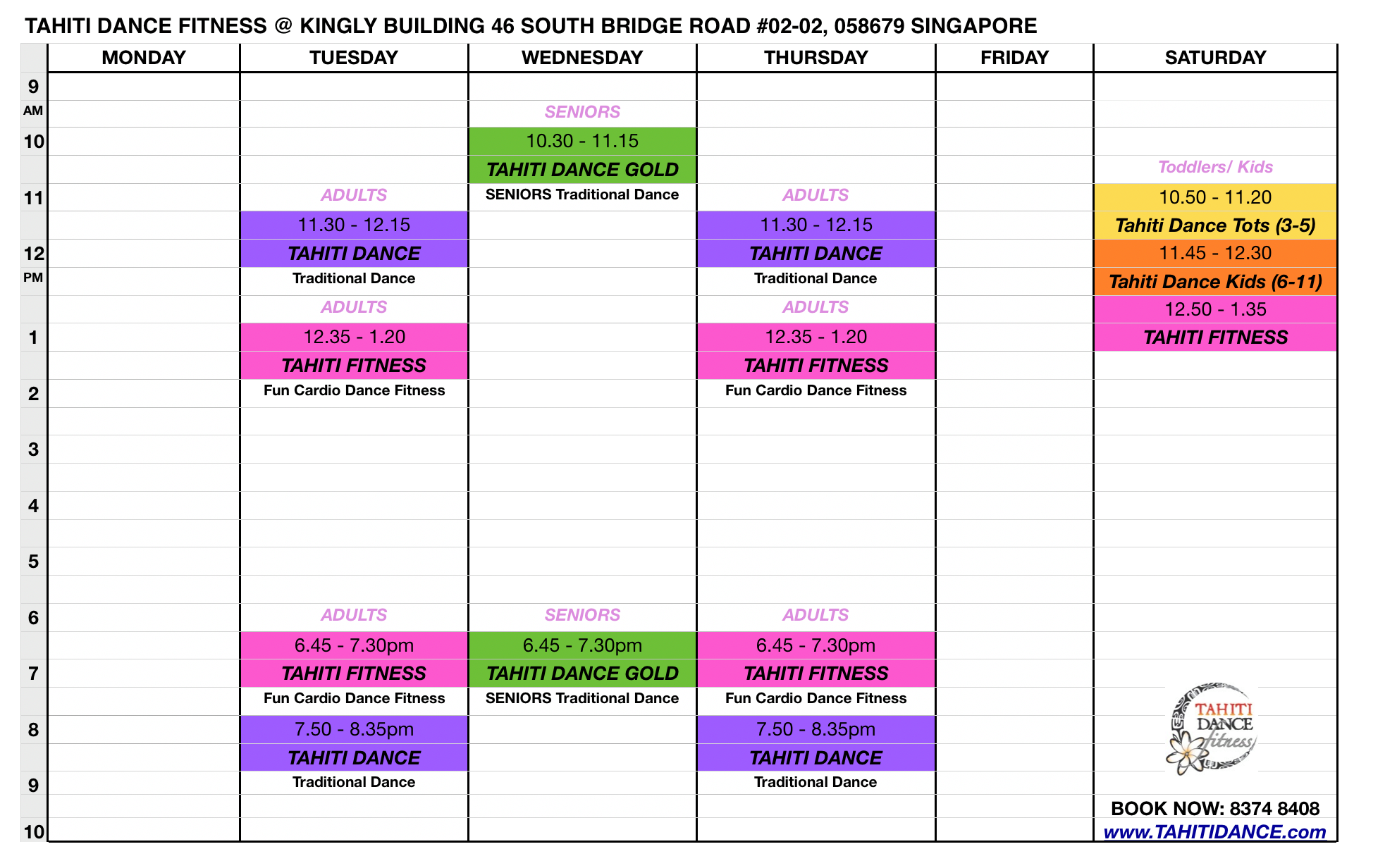 TDF Schedule JUNE 2020 Tahiti Dance Fitness