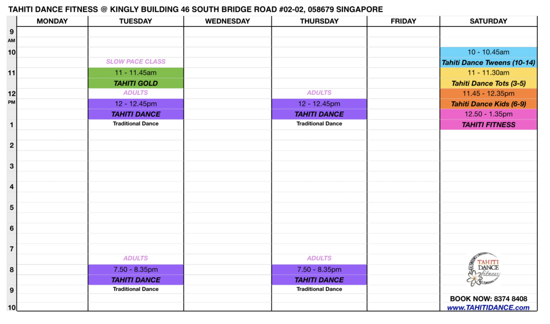 Schedule - Tahiti Dance Fitness